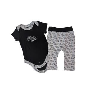 Finn by Finn + Emma Pants Onesie Outfit Black White 0-3M